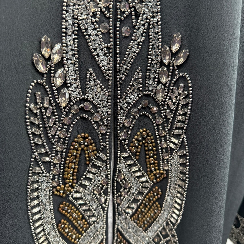 Soft Surroundings Calista Cardi Jacket Hand Beaded in Black Silver Size L NWT - Picture 10 of 13